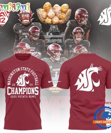 Washington State Cougars Football 2025 Potato Bowl Champions Limited Edition Red T Shirt