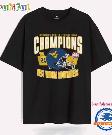 West Virginia Mountaineers Scooter’S Coffee Frisco Bowl Champions 2024 Helmet T Shirt