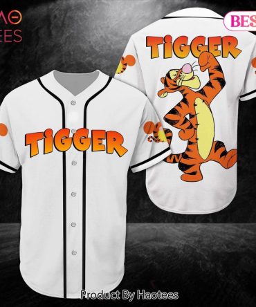 Vibrant Tigger Baseball Jersey - Fun Cartoon Design For Fans , Unisex Sizes Available