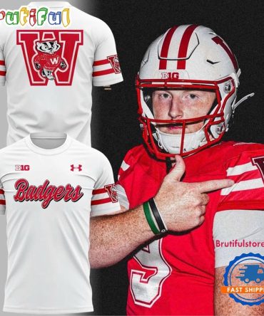 Wisconsin Badgers Football Throwback Uniform White Shirt
