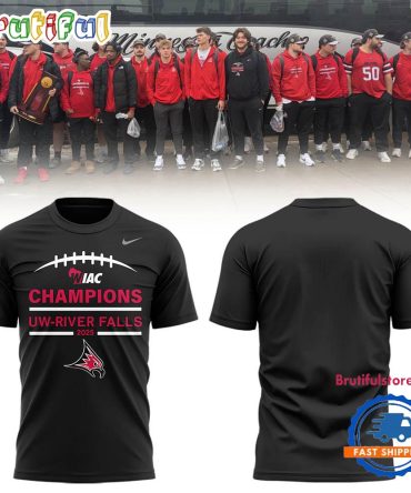 Wisconsin-River Falls Falcons Football 2025 Ncaa Champions Black T Shirt