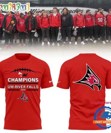 Wisconsin-River Falls Falcons Football 2025 Ncaa Champions Red T Shirt