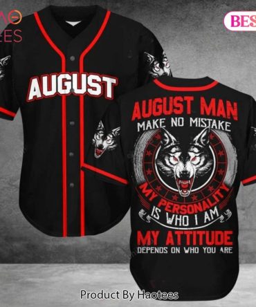 August Man Wolf Baseball Jersey - Bold Attitude & Personality Graphic Tee