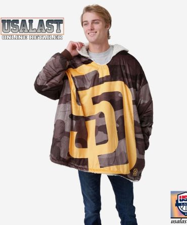 San Diego Padres Camo Fleece Oodie, Blanket Hoodie Hooded Blanket