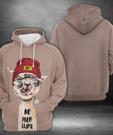 Llama Hoodie Cool Llama No Pro Llama Brown Hoodie