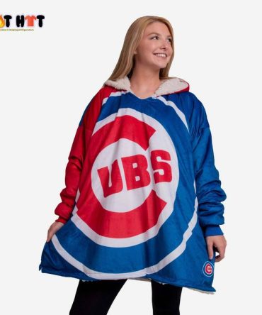 Mlb Chicago Cubs Big Logo Blanket Hoodie Hoodie Blanket