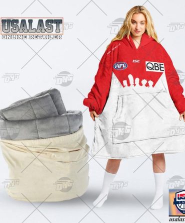 Personalised Afl Sydney Swans Qbe Blanket Hoodie Hoodie Blanket