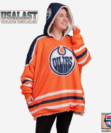 New Edmonton Oilers Nhl Blanket Hoodie Hooded Blanket