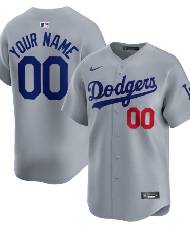 Los Angeles Dodgers Road Limited Custom Jersey Gray