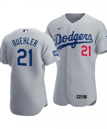 Dodgers Walker Buehler 2020 World Series Champions Gray Alternate Jersey