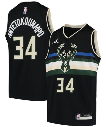 Giannis Antetokounmpo Milwaukee Bucks Jordan Brand Youth 2020/21 Swingman Player Jersey Statement Edition Black