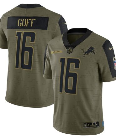 Jared Goff Detroit Lions Nike 2021 Salute To Service Limited Player Jersey Olive