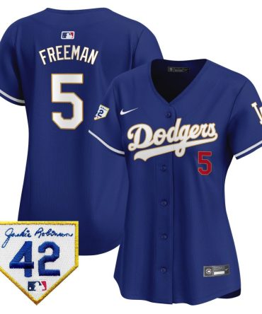 Freddie Freeman 5 Los Angeles Dodgers 2024 Jackie Robinson Patch Women Jersey Royal