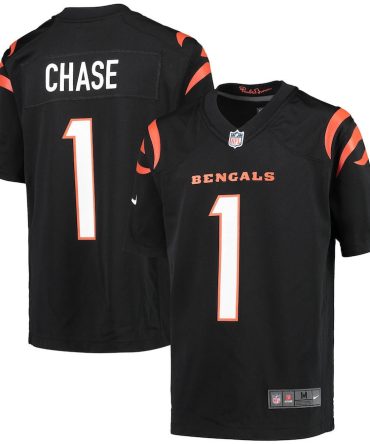 Ja'Marr Chase 1 Cincinnati Bengals Youth Game Jersey - Black