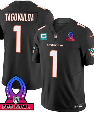 Tua Tagovailoa 1 Miami Dolphins 2024 Pro Bowl Patch Game Men Jersey - Black