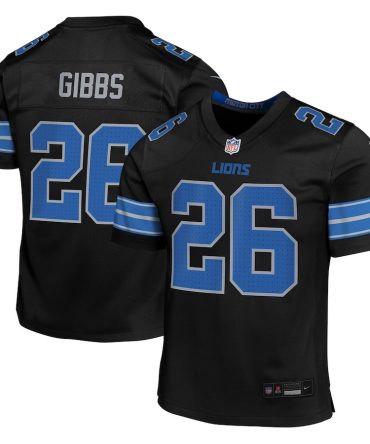 Jahmyr Gibbs 26 Detroit Lions Youth Alternate Game Jersey - Black