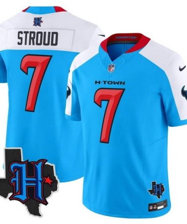 Houston Texans Active Player Custom Blue White 2024 F U S E Limited Stitched Jersey