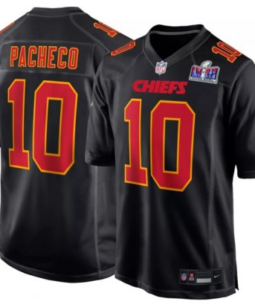Kansas City Chiefs 10 Isiah Pacheco Black 2024 Super Bowl Lviii Patch Limited Stitched Game Jersey