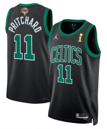 Boston Celtics 11 Payton Pritchard Black 2024 Finals Champions Statement Edition Stitched Basketball Jersey