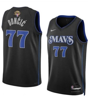 Dallas Mavericks 77 Luka Doncic Black 2024 Finals City Edition Stitched Basketball Jersey