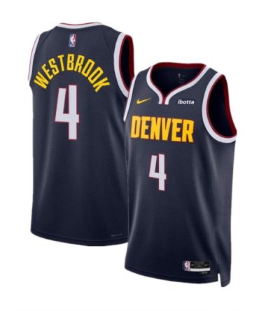 Denver Nuggets 4 Russell Westbrook Navy 2024 Icon Edition Stitched Basketball Jersey