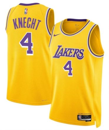 Los Angeles Lakers 4 Dalton Knecht Yellow 2024 Draft Icon Edition Stitched Basketball Jersey