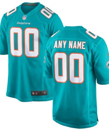 Miami Dolphins Youth Custom Game Jersey Aqua