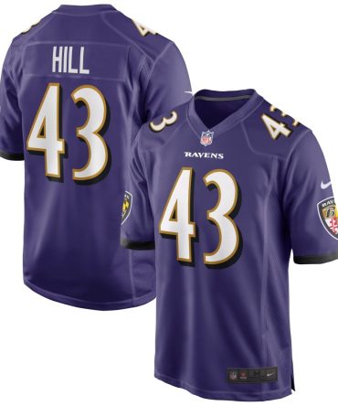 Justice Hill Baltimore Ravens Game Jersey Purple