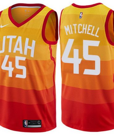 Jazz  45 Donovan Mitchell Orange Basketball Swingman City Edition 2019 20