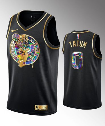Celtics #0 Jayson Tatum Black Golden Edition Nba 75Th Diamond Jersey