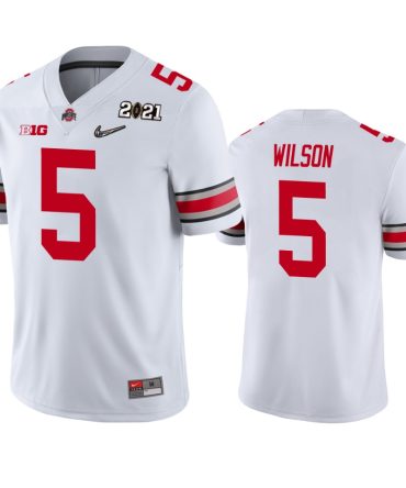 Ohio State Buckeyes Garrett Wilson 2021 National Championship White Jersey