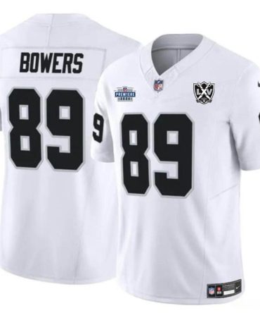 Las Vegas Raiders #89 Brock Bowers White 2024 F.U.S.E 65Th Anniversary Patch Vapor Football Stitched Jersey