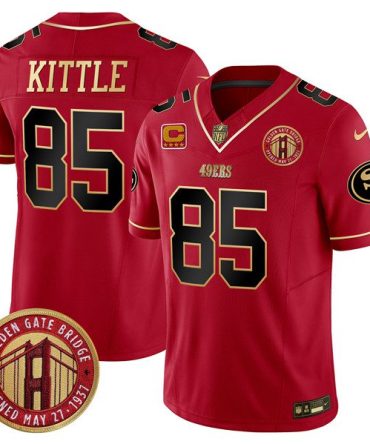 San Francisco 49Ers #85 George Kittle Red F.U.S.E. Golden Gate Bridge With 4-Star C Patch Scarlet Vapor Limited Football Stitched Jersey