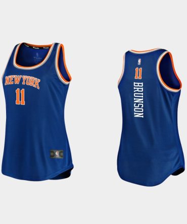 Women New York Knicks #11 Jalen Brunson Icon Edition Royal Tank Jersey