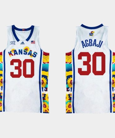 Men Kansas Jayhawks Ochai Agbaji #30 Sunflower Showdown White Jersey