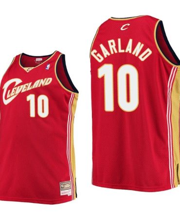 Men Darius Garland #10 Cavaliers Hardwood Classics Wine Jersey
