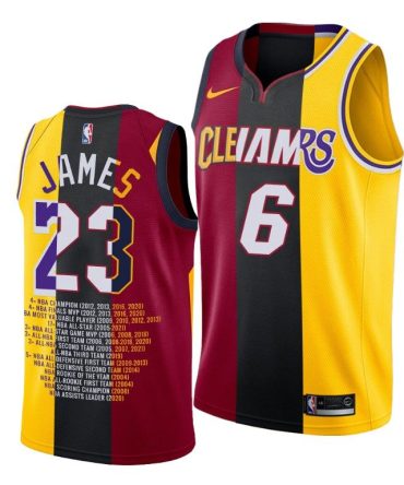 Men Lebron James Career Awards Lakers X Cavaliers X Heat #6 Red Jersey