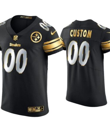Men Custom Pittsburgh Steelers Black Golden Edition Elite Jersey