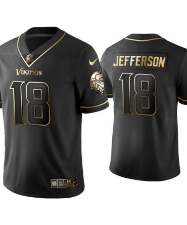 Men Golden Edition Vapor Limited Vikings Justin Jefferson Black Jersey