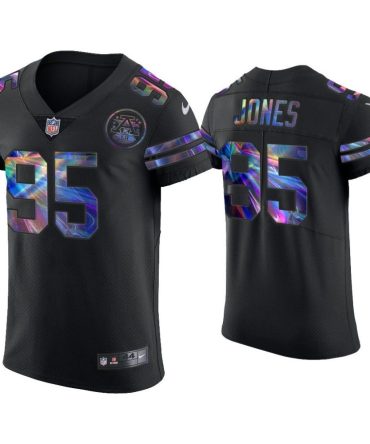 Men Chris Jones Kansas City Chiefs Black Golden Edition Holographic Jersey