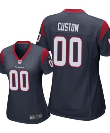 Houston Texans # Navy Custom Game Jersey Women