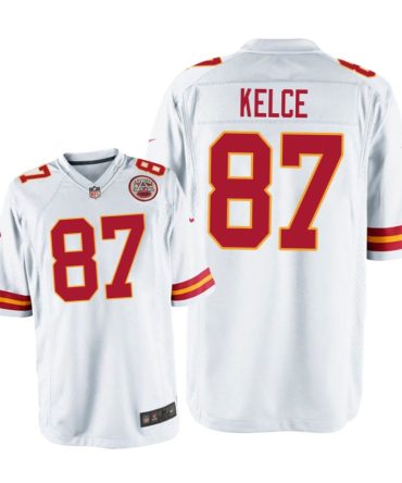 Kansas City Chiefs #87 White Men Travis Kelce Game Jersey