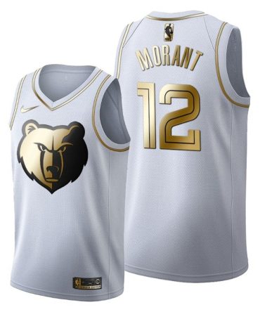 Men Ja Morant #12 Memphis Grizzlies Golden Edition White Jersey
