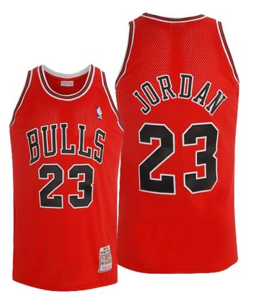 Men Chicago Bulls Michael Jordan Red Hardwood Classics Jersey
