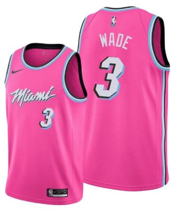 Men Miami Heat Pink Dwyane Wade #3 Earned Jersey