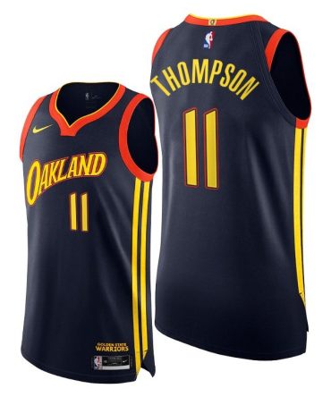 Men Warriors #11 Klay Thompson Navy 2020-21 City Edition Jersey Player