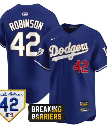 Mlb Mens Los Angeles Dodgers Jackie Robinson Breaking Barriers Patch Vapor Premier Limited Royal Jersey