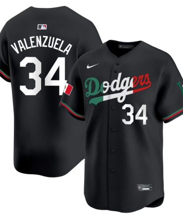 Mlb Fernando Valenzuela Mens Los Angeles Dodgers Mexico Vapor Premier Limited V2 Black Mexico Flag Jersey