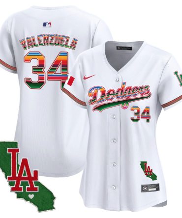 Mlb Fernando Valenzuela Womens Los Angeles Dodgers Mexico California Patch Vapor Premier Limited V2 White Jersey