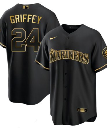 Mlb Ken Griffey Jr. Mens Seattle Mariners White Gold Black Gold Cool Black Jersey